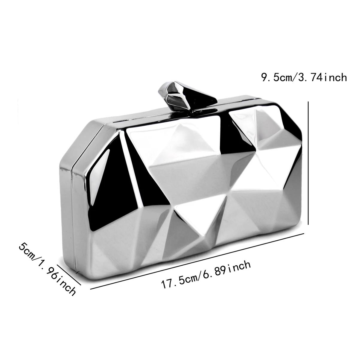 Silver Metal Clutch Purse for Wedding Party Dinner