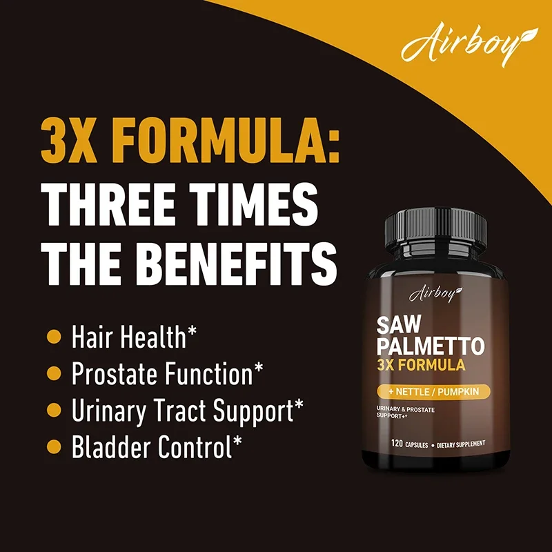 Saw Palmetto Supplement Men's Prostate Health Hair Growth Urinary Tract Health Relieve Frequent Urination
