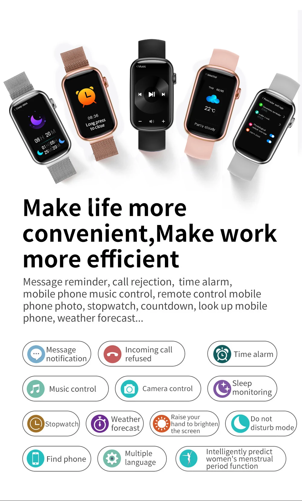 HM08 Smart Bracelet Watch Women Lady Smartwatch Heart Rate  Blood Pressure Monitor Sport Fitness Tracker Girl Gift Smartwrist