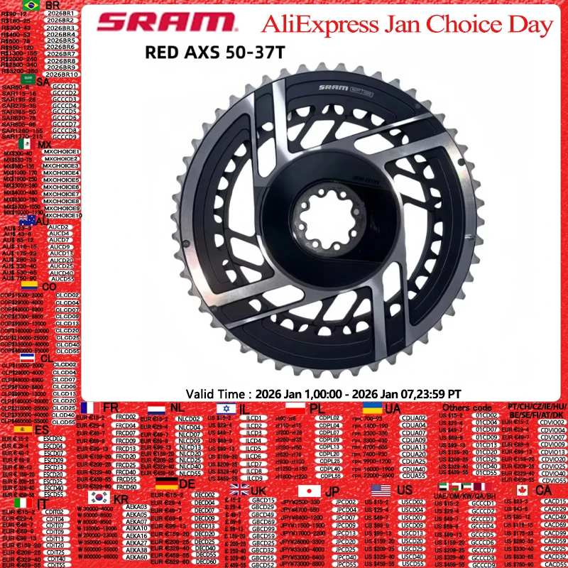 SRAM RED AXS 50-37T Chainring 8Bolt Direct Mount 2x12Speed 8 Holes