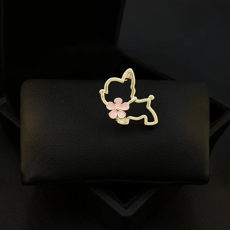 Hollow Cute Puppy Brooch Cartoon Dog Badge Women's Suit Accessories Neckline Anti-Exposure Buckle Pins Fixed Decoration Jewelry