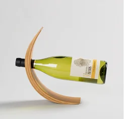 Elegant Bamboo Balance Wine Bottle Stand - Creative Red Wine Display and Decor (Semicircle)