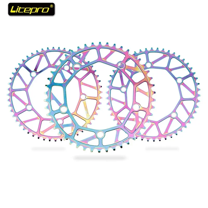 

Litepro Ультралегкая велосипедная Гальваническая цветная звезда 46/48/50/52/54/56/58T AL7075 BMX Складная велосипедная цепь кольцо BCD 130 мм