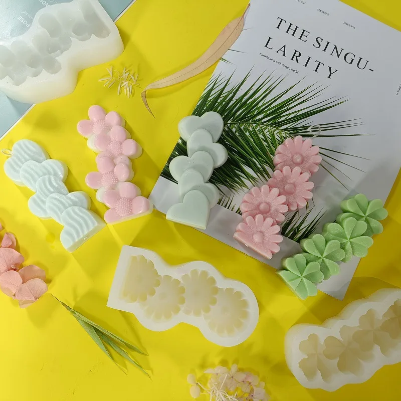 

Flower Love Silicone Candle Silicone Mold Four-leaf Clover Cactus Candle Making Resin Soap Mold Gifts Craft Supplies Home Decor
