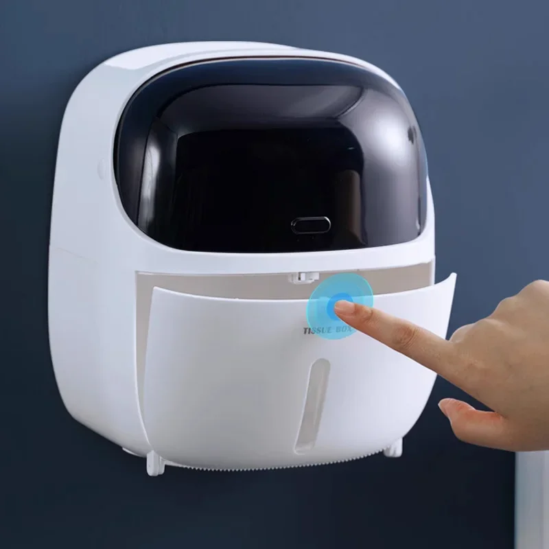 Description Picture 5 of itemCreative no punching waterproof tissue holder toilet tissue box toilet paper storage rack paper drawer bathroom accessories