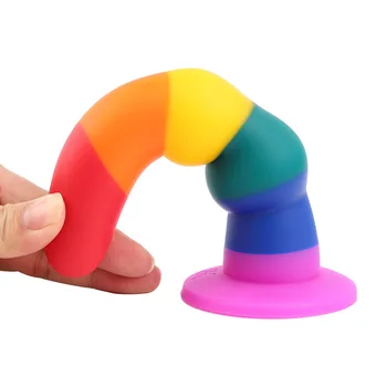 Rainbow Silicone Dildos Anal Plug Realistic Dildo Suction Cup Dildo Sex Toys for Women Lesbian Masturbators Penis tools 2