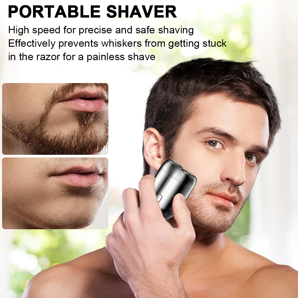 Mini Electric Shaver for Men Double Head Electric Razor Waterproof Pocket Razor Rechargeable Beard Trimmer Magnetic