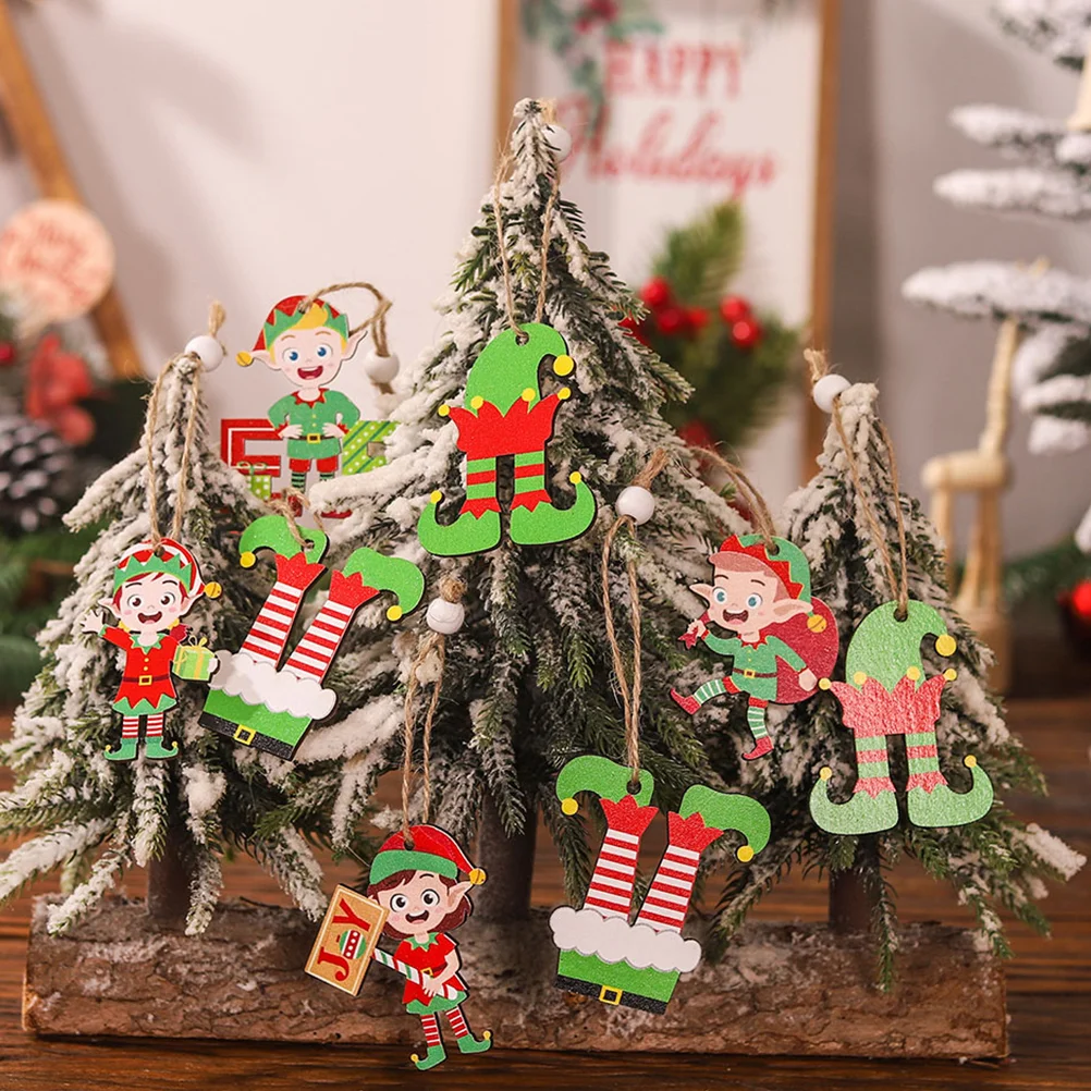 

16pcs Clown Hanging Signs Elf Hanging Ornaments Xmas Party Hanging Wooden Signs