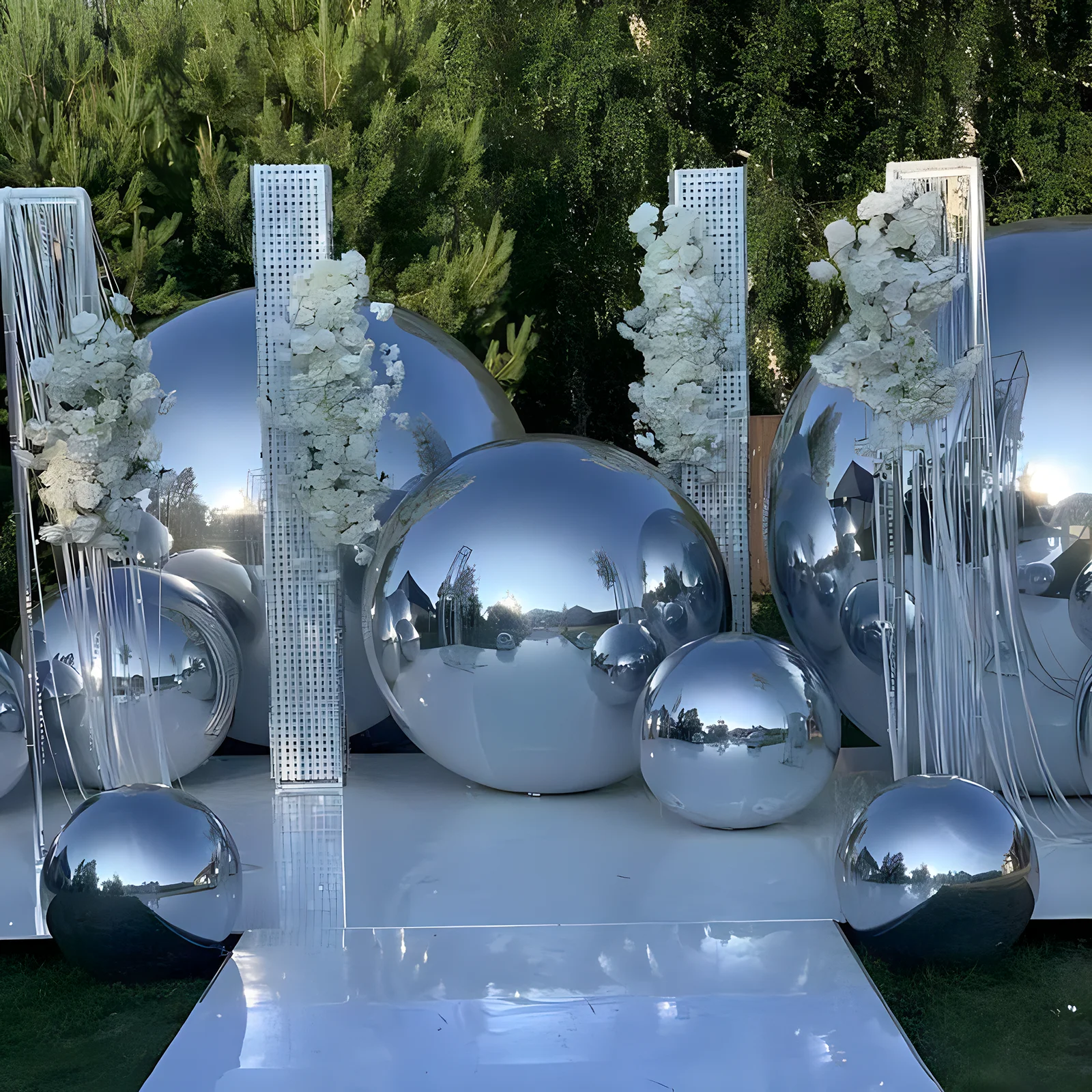 

Hanging Silver Inflatable Mirror Ball airtight inflatable gold Mirror Balloon Large Sealed Sphere For Wedding Event Decor