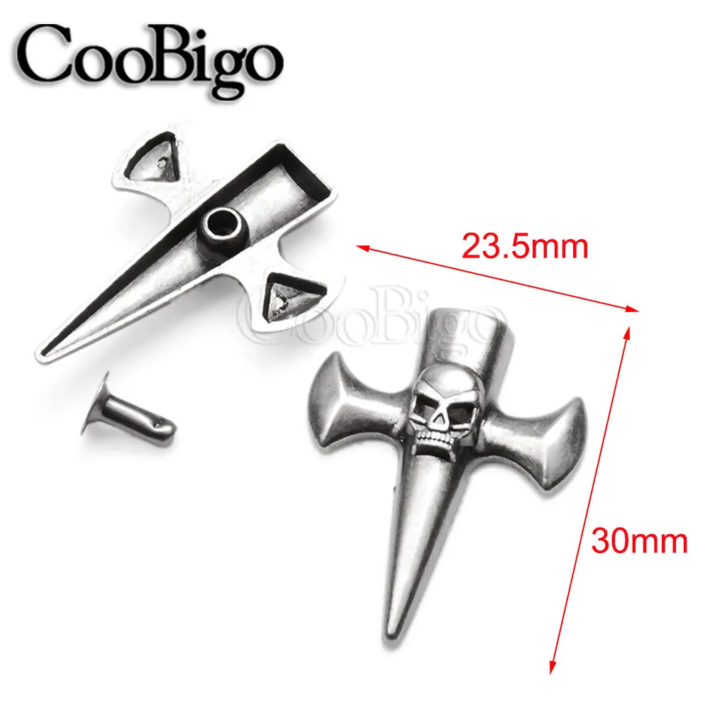 50x Biker Skull Skeleton Rivetti In Pelle Set Per Borsa Abbigliamento - Foto 10
