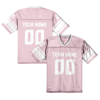 Custom American Football Shirt Pink Personalized Printed Football Jersey with Team Name Number Fans Gift for Men Women Youth 1