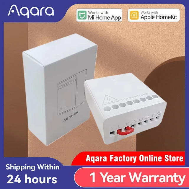 โมดูลควบคุมสองทาง Aqara รุ่นดั้งเดิม สวิตช์รีเลย์ไร้สาย คอนโทรลเลอร์ Zigbee ช่องสัญญาณอัจฉริยะ ใช้งานร่วมกับแอป Mi Home และ Homekit 1