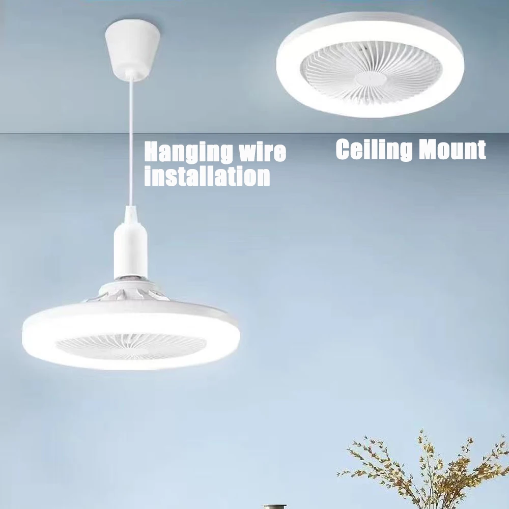 Ceiling Fan Light with Remote Control Timing Multifunctional Round Modern Infinitely dimmable Detachable E27 3 Gears Wind Speed