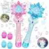 VATOS Bubble Wands X2 for Kids Auto Snowflake Bubble Blower Light & Music Bubble Machine with 2 Windmill Outdoor Toy Girls Boys 1