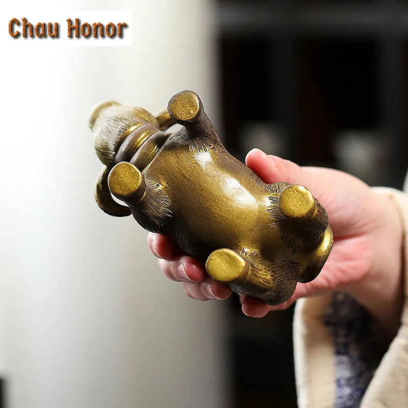 Handmade Color-changing Cow Purple Clay Tea Pet Vintage Flowerpot Landscaping Tea Figurine Play Toys Tea Statue Ornaments