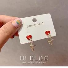 

Women's Earrings New Red Heart Lightning Geometric Half Circle Earrings Simple Fashion Earrings Accessories Girls Party Jewelry