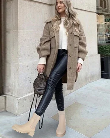 women's winter Chelsea ankle combat platform boots waterproof ladies fashion chunky dress booties