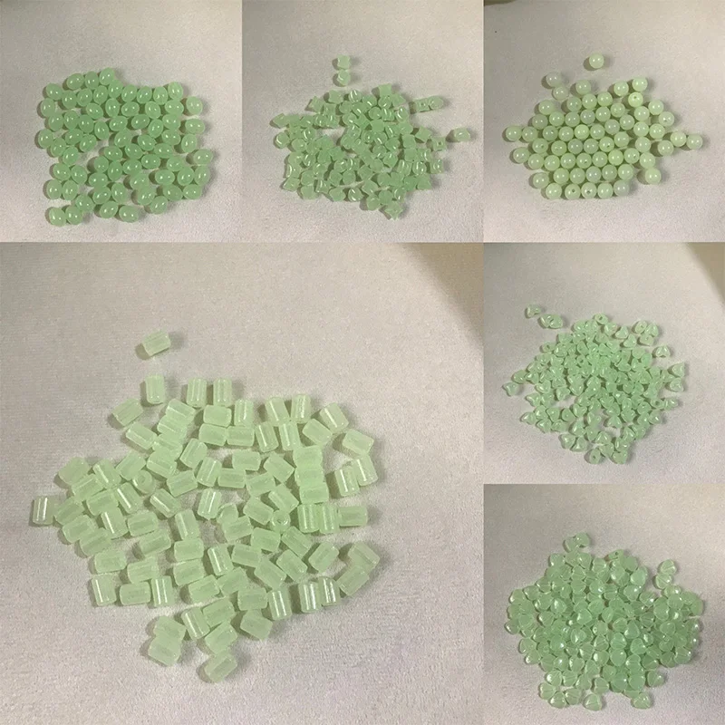 

Fashion Green Stone Luminous Beads And Charm Ring Accessories For Jewelry Making Glow In The Dark Acrylic Hole Necklace DIY