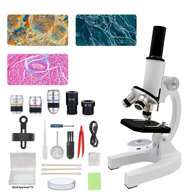 40X-1000X Student Microscope Monocular Compound, LED Light Microscope for Kids Home School Science Lab Educational