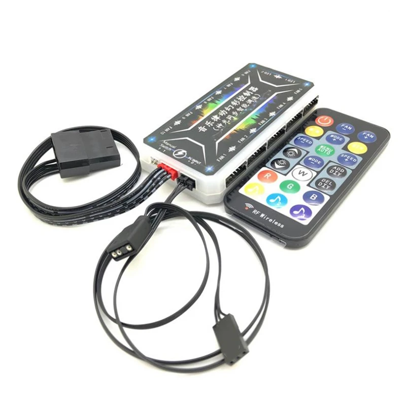 Promotion! RGB Fan Remote Controller 10 And 2 LED Ports Motherboard Sync Hub For Connecting/Sync To Motherboa |