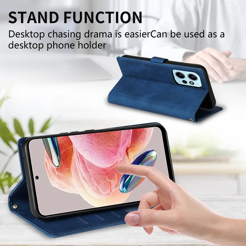 Leather Magnetic Flip Wallet Case with Hand Rope