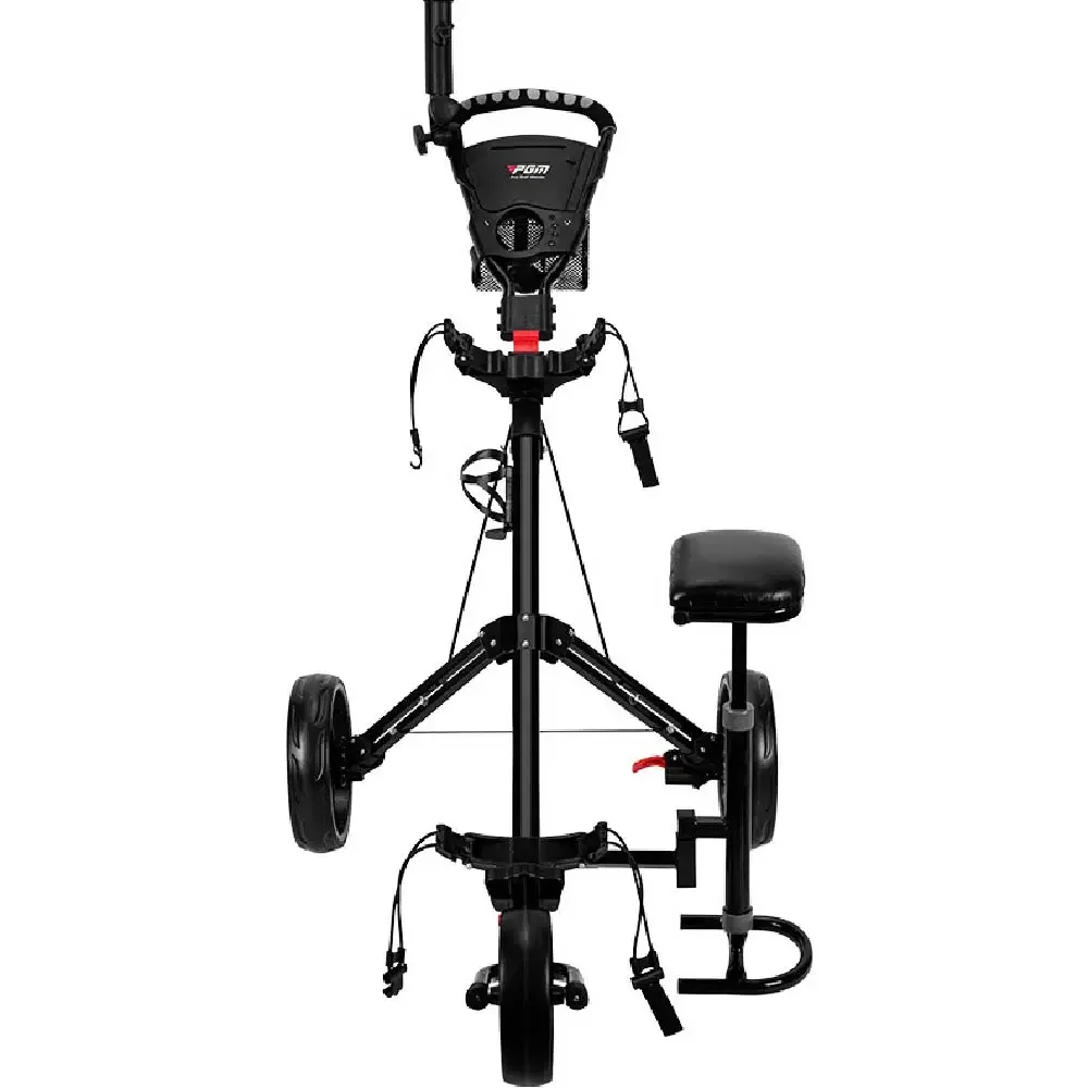 Golf Cart, 3 Wheel Folding Golf Cart with Foot Brake Umbrella and Cup Holder with Seat, Light Trolley Adjustable Handle
