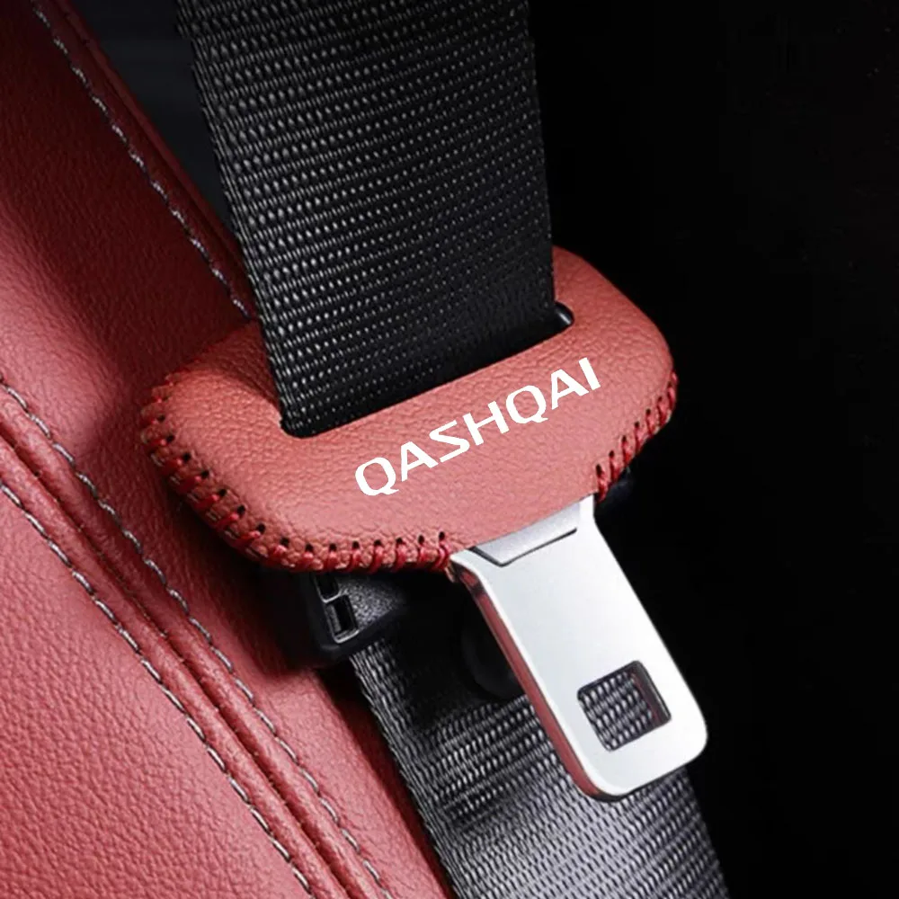자동차 좌석 벨트 버클 클립 보호대 가죽 인테리어 버튼 케이스 닛산 Qashqai J10 J11 자동차 액세서리에 대한 안티 스크래치 커버