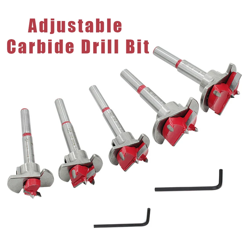 Adjustable Carbide Drill Bit Diameter 15 20 25 30 35mm Hinge Hole Saw Opener Boring Bit Tipped Drilling Tool Woodworking Cutter 15 35mm adjustable carbide drill bits hinge hole opener boring bit tipped drilling tool woodworking cutter