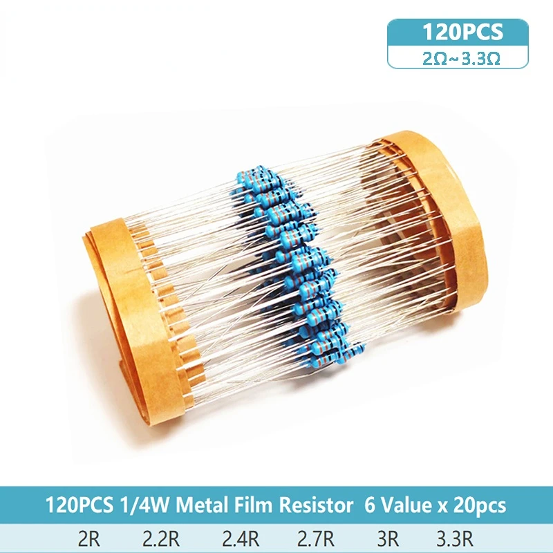 1/4W Resistor Kit (10&Omega;~1M&Omega;) Metal Film Resistor 30 Value Assortment Set 0.25W Resistors 10 OHM 100 OHM 1K 10K 20K 100 resistance metal film resistor metal film resistors