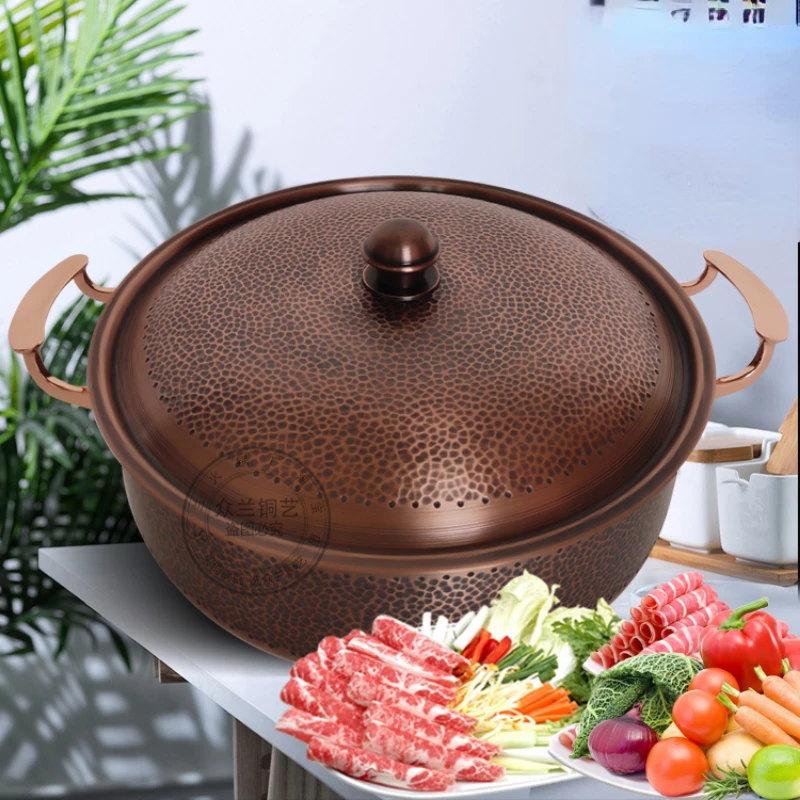 Chinese Antique Do Old Pure Handmade Copper Pot Household Restaurant