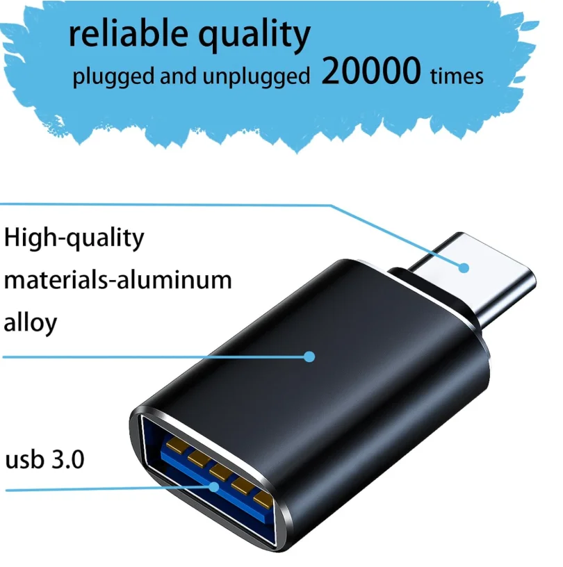 4팩 USB to USB C OTG 어댑터, 2팩 타입 C 암-수 충전 컨버터, 2팩 USB C 수-USB 3.0 암 어댑터