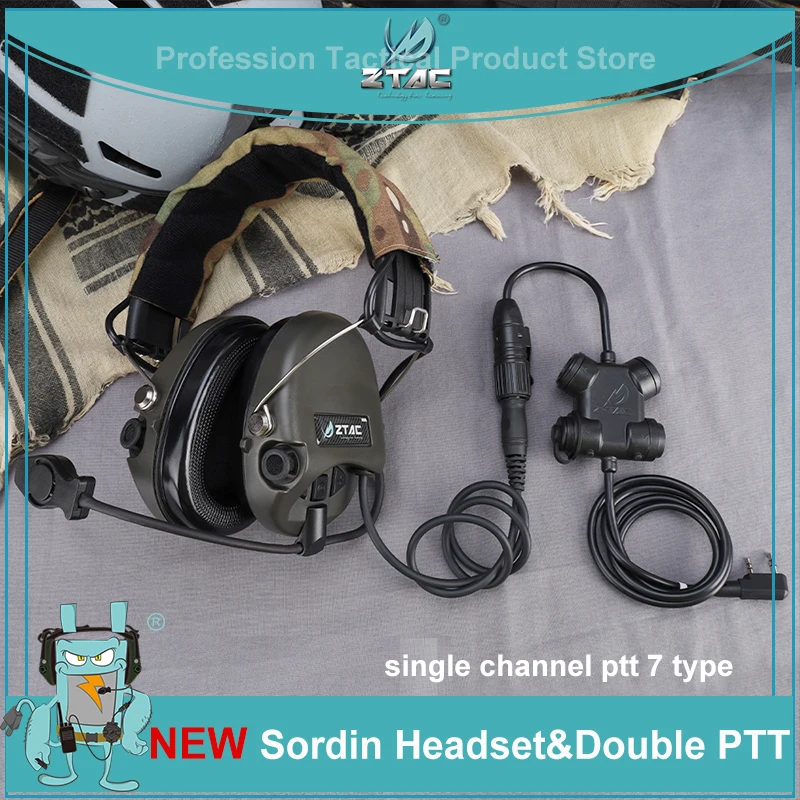 

Z-TAC Sordin Tactical Headset Noise Reduction Pickup Headphones Dual PTT Baofeng Accessories Active For Hunting Shooting