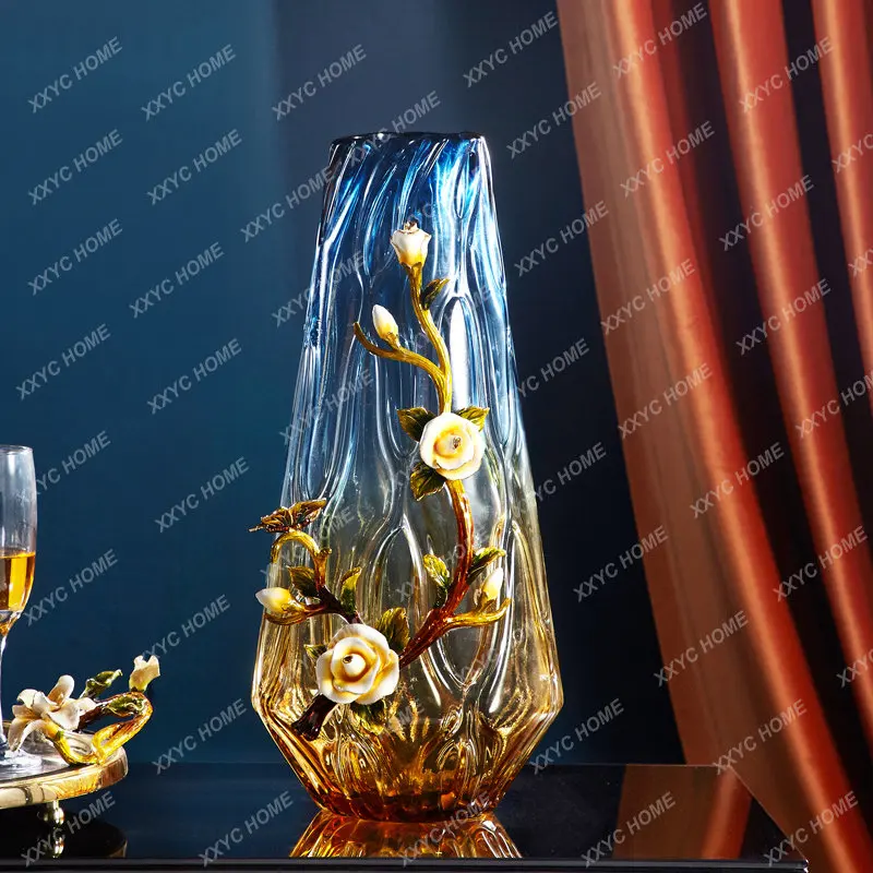 

Vase Enamel Blue Starry Wedding Pair Glass Living Room Vase Ornaments