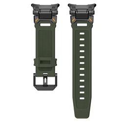 Stainless Steel Sport Bracelet with Rubber Strap for Galaxy Watch Ultra 2 (Black green)