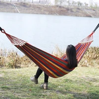 Single Wide Thick Canvas Hammock Outdoor Camping Backpackaging Leisure Swing Portable Hanging Bed Sleeping Swing Hammock 1