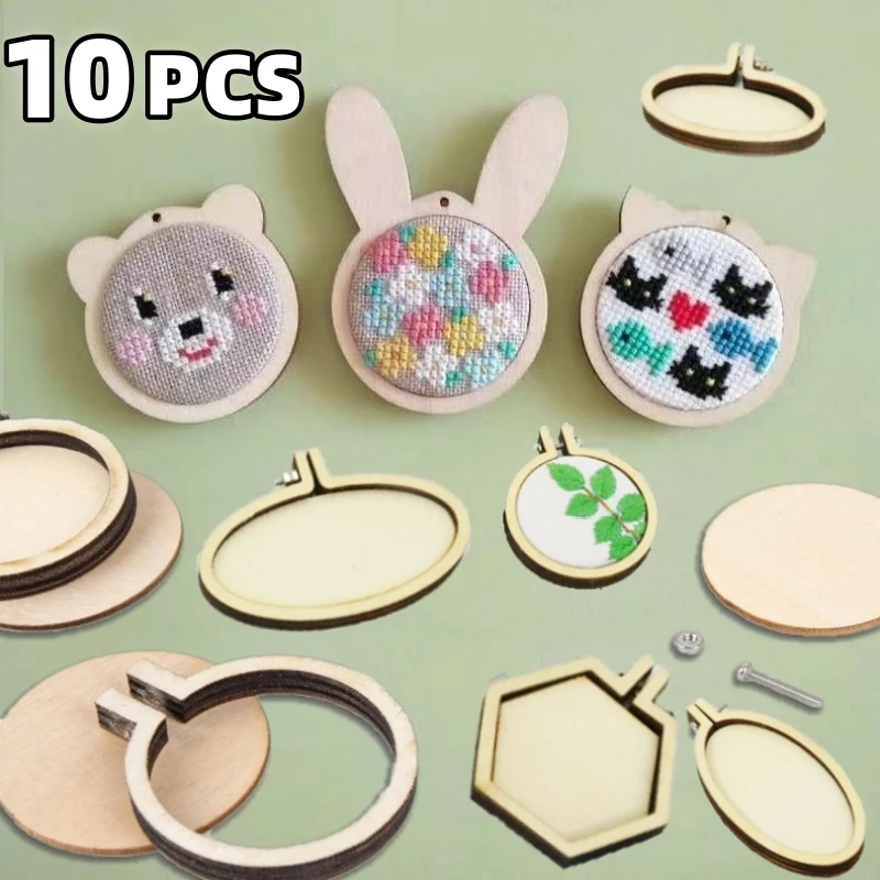 Mini Embroidery Hoop Wooden Ring Round Crossing Stitch Hoops Frame Circle For DIY Pendant Embroidery Frame Craft Ornaments 10PCS embroidery hoop