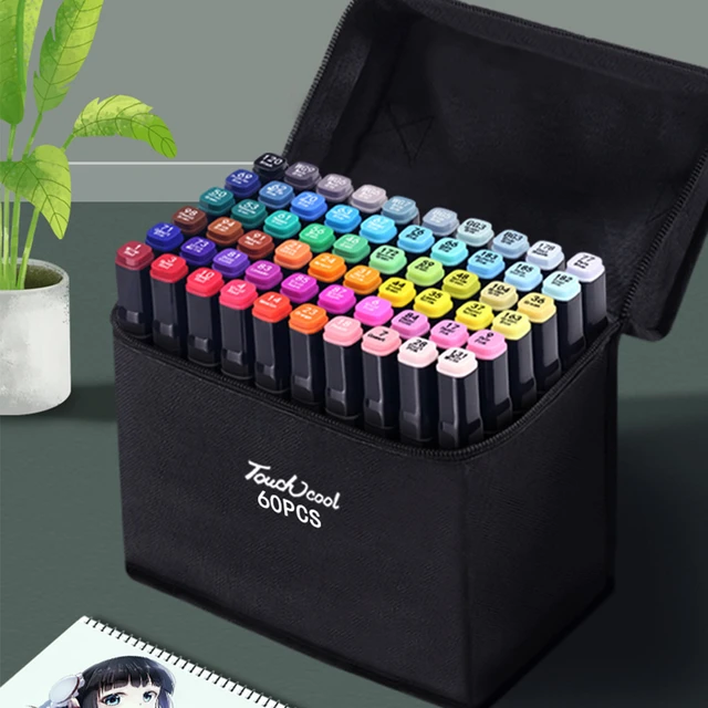 12-80 Colors/Bag Art Marker Alcohol Felt Pen Dual Tips Manga Sketching  Markers Dual Brush Marker School Supplies Drawing Set - AliExpress