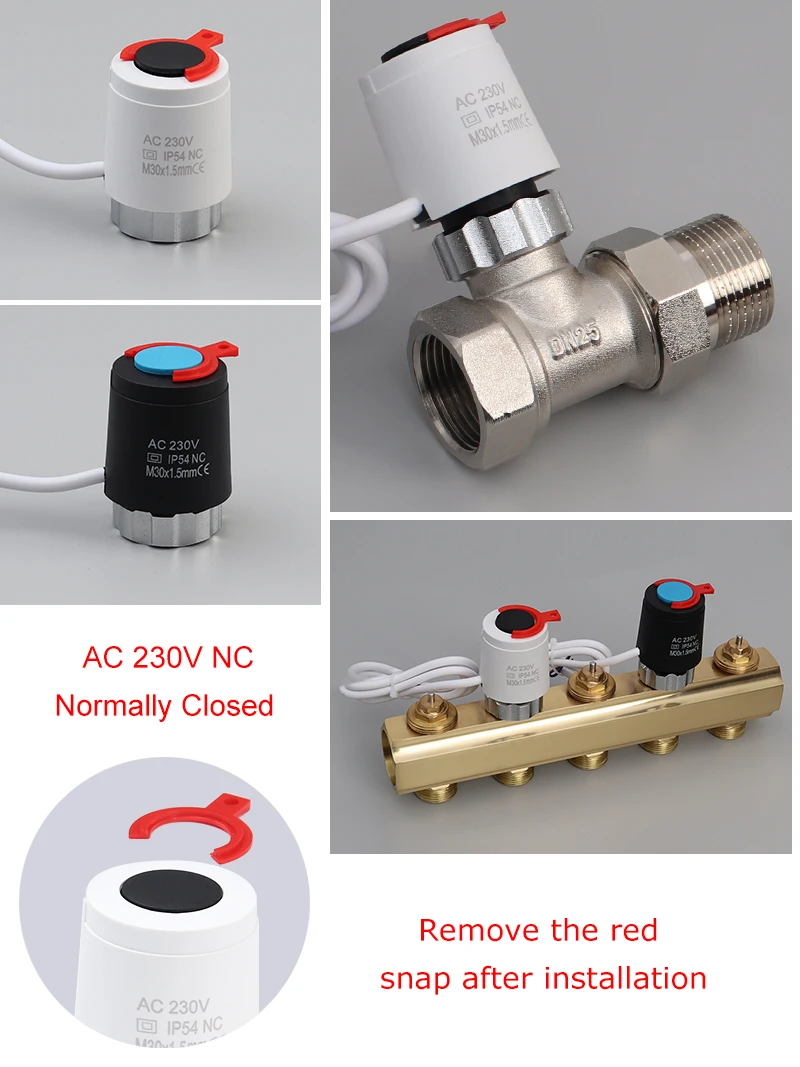 1/5/10 ชิ้น 230V ปกติเปิดและปิดตามปกติ M30 * 1.5 มม.,ตัวกระตุ้นไฟฟ้าสําหรับน้ําร้อนอุณหภูมิควบคุม 1