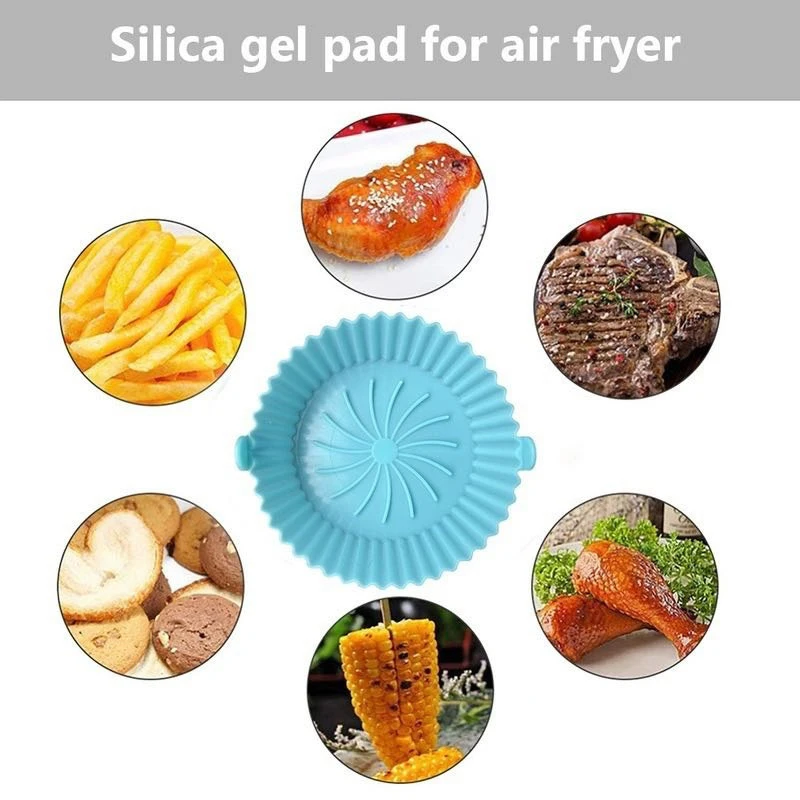 Reusable Air Fryer Silicone Basket Silicone Mold For Air Fryer Pot Oven Baking Tray Fried Chicken Mat Air Fryer Accessories