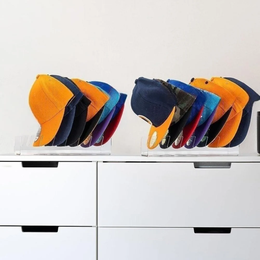 Hat Stand for Baseball Caps Acrylic Hat Organizer for 7 Baseball Caps Hat Storage Display Holder for Bedroom Closet Dresser 4