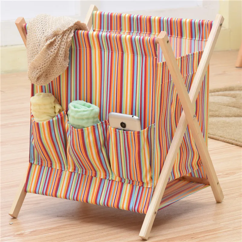 

Cloth Folding Solid Wood Dirty Clothes Basket Household Simple Laundry Basket Toy Box Snack Storage Basket