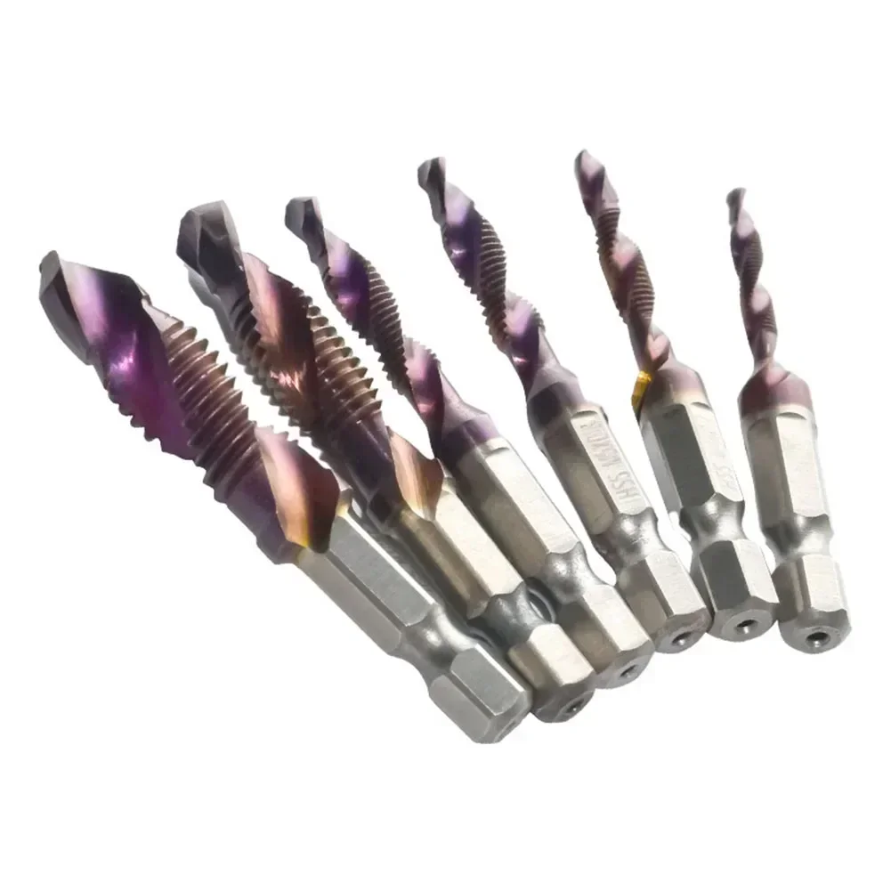 복합 메트릭 탭 드릴 비트, 육각 섕크 HSS 나사 비트 M3-M10 기계, 티타늄 HSS 탭 비트 도구, 금속 강철 목재 플라스틱