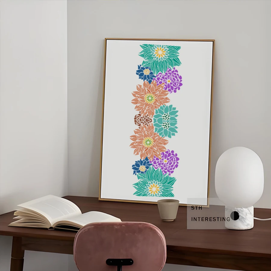 1PC A4 꽃 스텐실 꽃무늬 템플릿 DIY 페인팅을 위한 기하학적 레이어링 디자인 벽 예술 스크랩북 장식