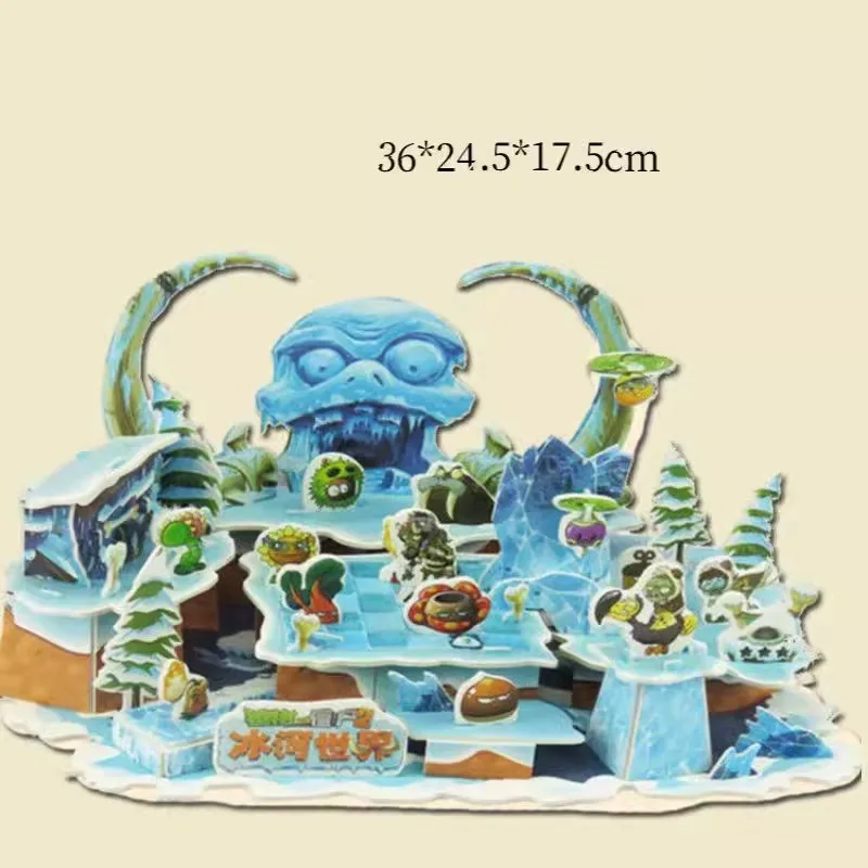 Plants vs. Zombies 3D Puzzle Paper Model Assembly Building Blocks Toys PVZ Scene Puzzle DIY Kids Gifts