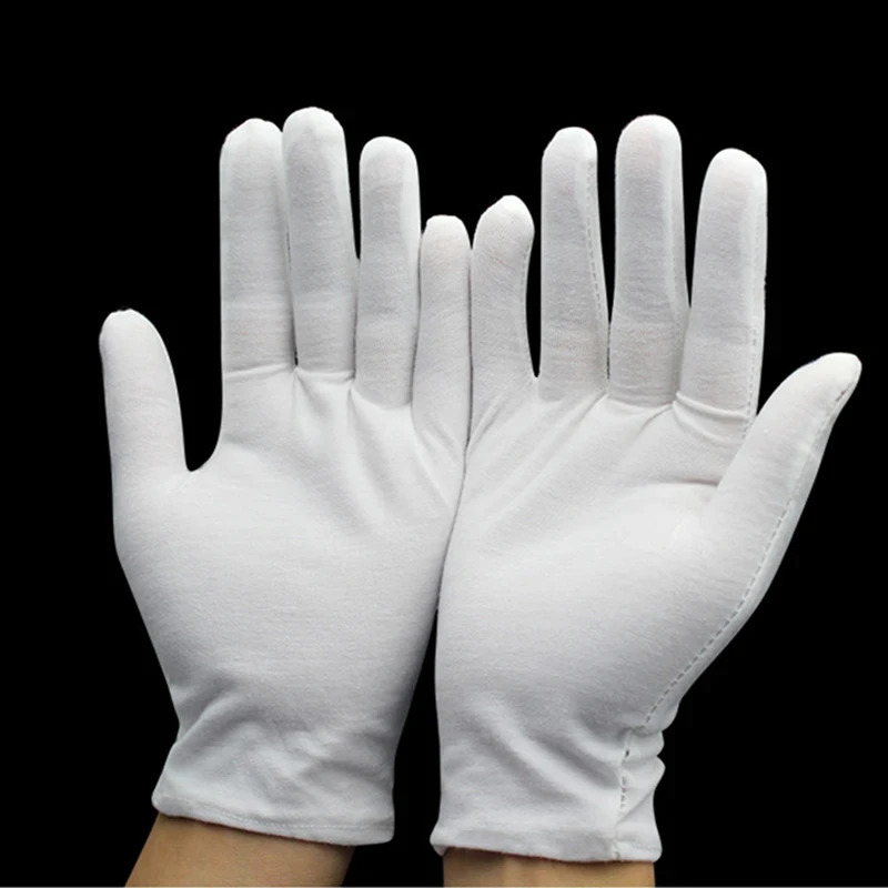 Cotton Gloves 24PCS Large Cloth Stretchable White Cotton Gloves Jewelry Silver Cleaning Work Archive Serving Costume Coin Gloves 2