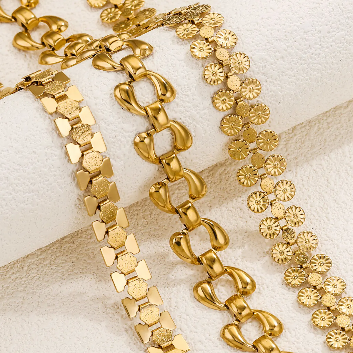 1M Non Fade Stainless Steel Hip Hop Punk Teardrop Bracelet DIY Jewellery Handmade Necklace Bracelet Gold plated Chain Supplies