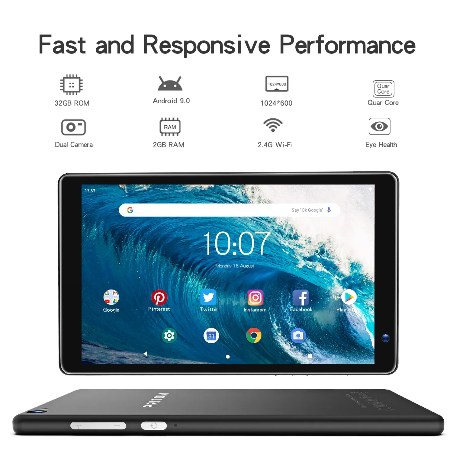 Tableta Android de 10 pulgadas, Android 11 Tableta certificada por Google  con funda incluida, 3 GB de RAM 64 GB ROM 512 GB Expand, tableta WiFi de 10