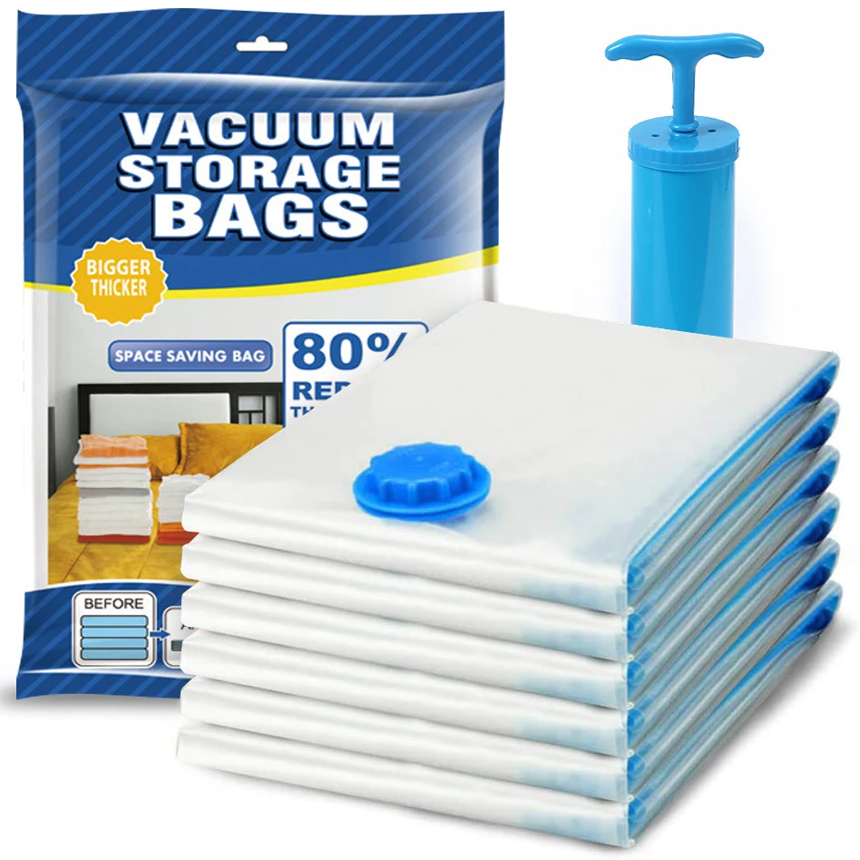 

1/2/5/10Pcs Vacuum Bags for Storing Clothes Space Saver Vacuum Storage Bag with Hand Pump for Comforters,Blanket Storage,Bedding