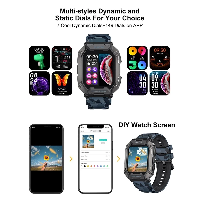 SACOSDING ü ġ Smartwatch ȵ̵   ƮϽ ð 5 Atm   Ʈ ġ  