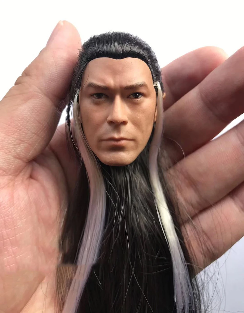 

1/6 Male The Legend of Condor Heroes Louis Koo Long Hair Version Head Sculpture Carving For 12inch Action Figures DIY Collection